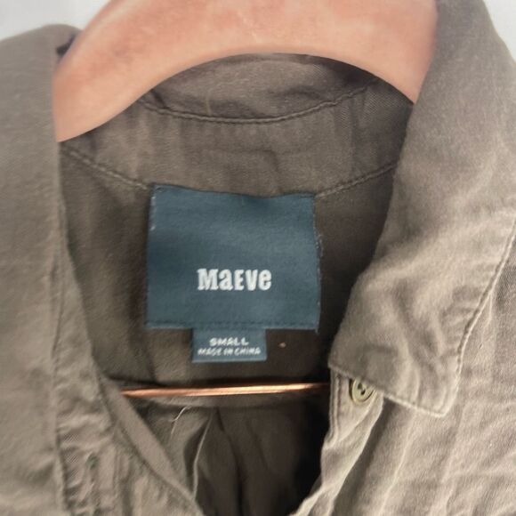 Maeve Women's Pleated Long Sleeve Button-Up Shirt Dress Size Small - Picture 2 of 6